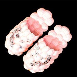 Bubble slides pink silver costume jewelry croc pins